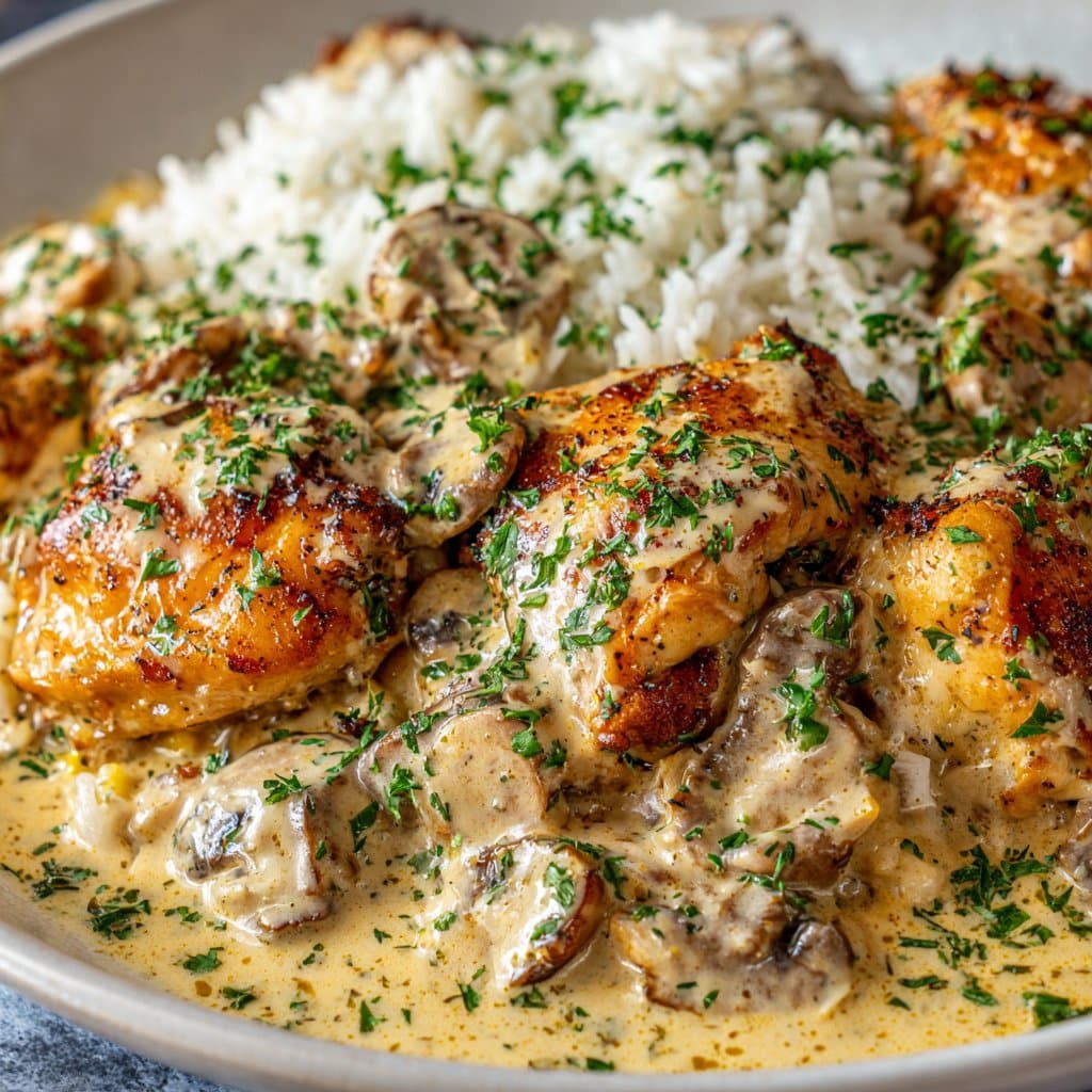 Creamy Smothered Chicken and Rice Dinner