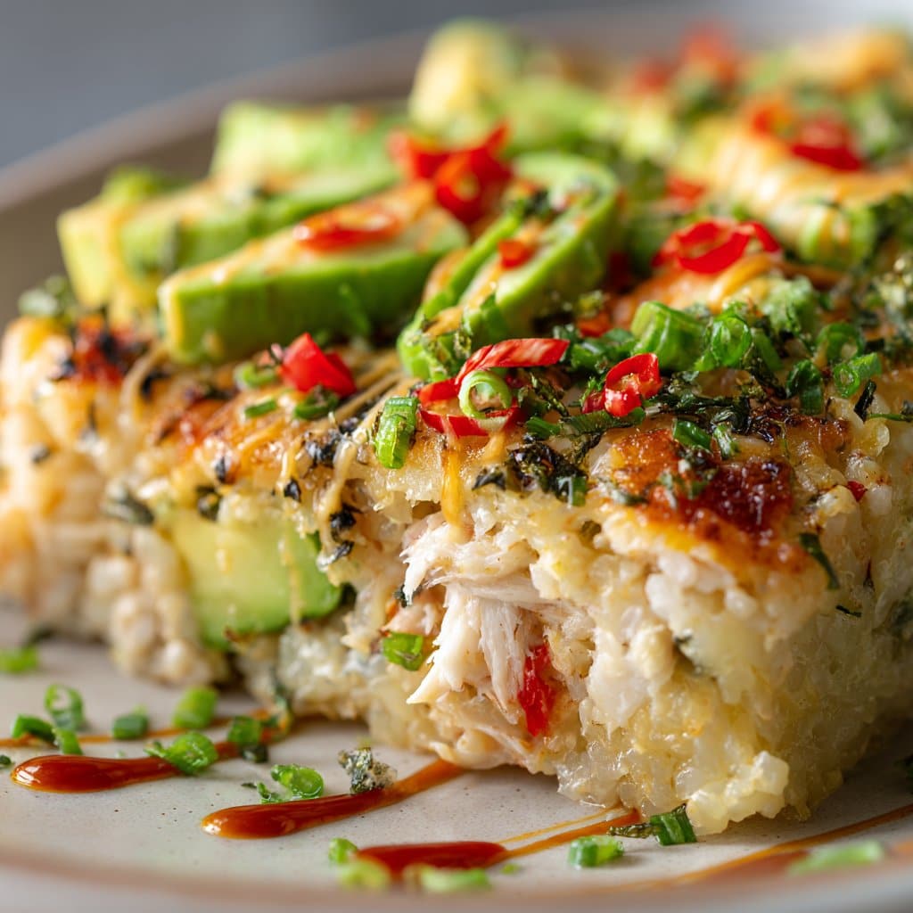 Easy Sushi Bake with Crab and Avocado