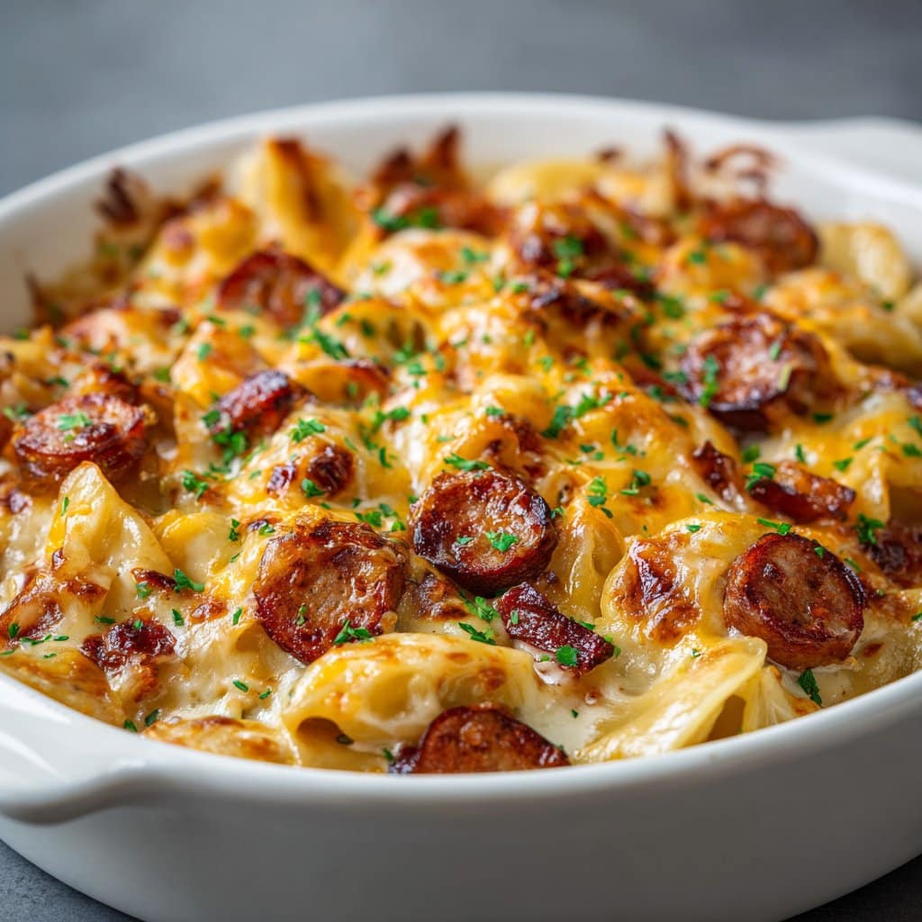 Savory Pierogi Casserole with Kielbasa