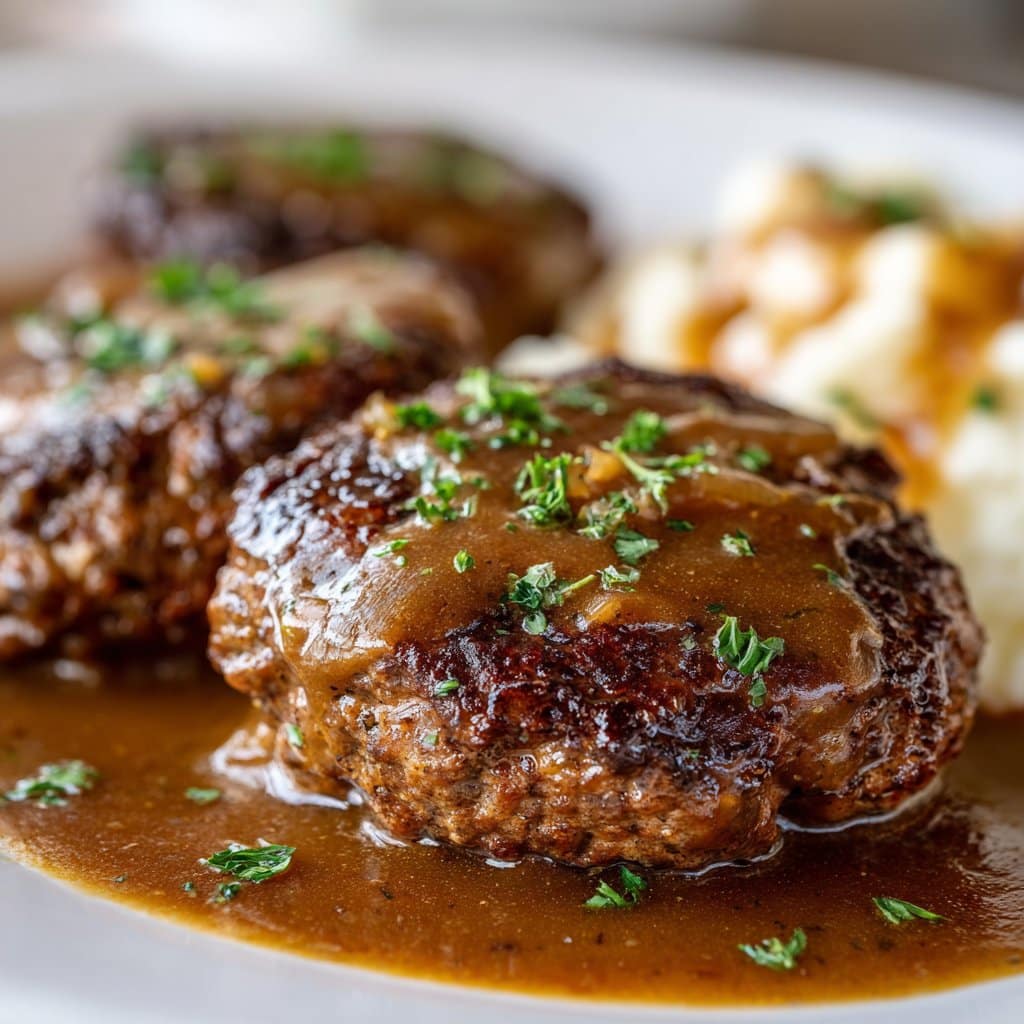 HAMBURGER STEAKS WITH ONION GRAVY