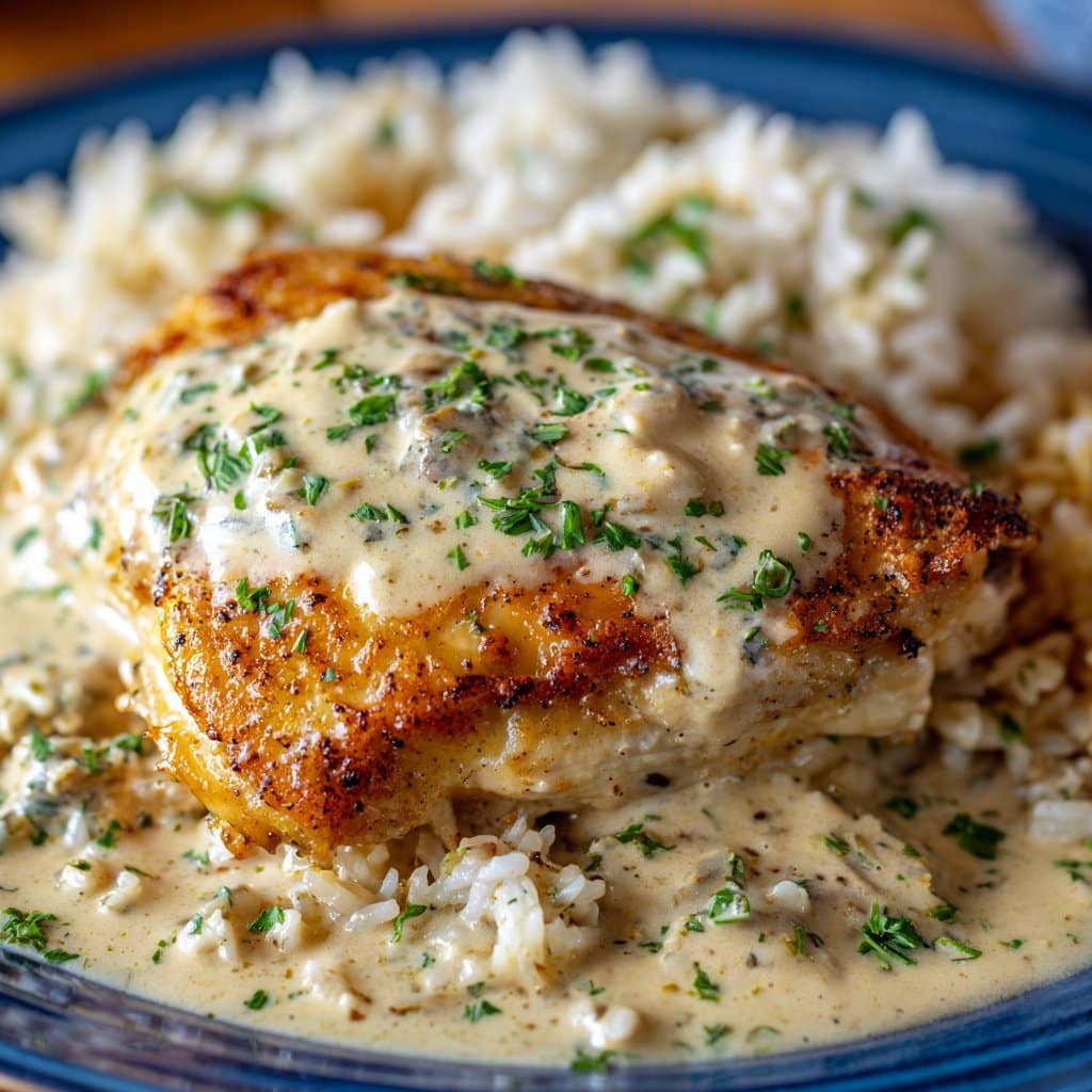 Creamy Smothered Chicken and Rice Dinner