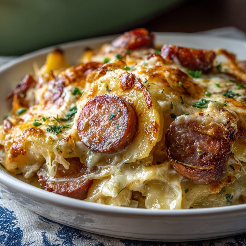 Savory Pierogi Casserole with Kielbasa