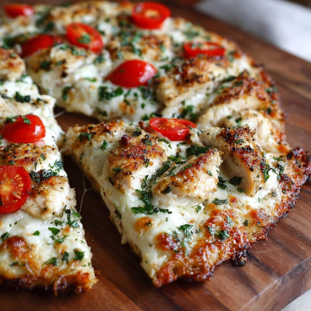 Garlic Parmesan Chicken Pizza (Low Carb)
