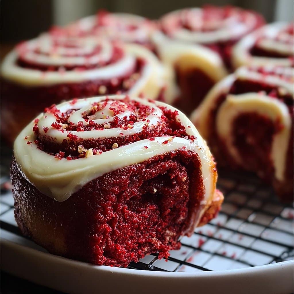 Red Velvet Cinnamon Rolls for Fall