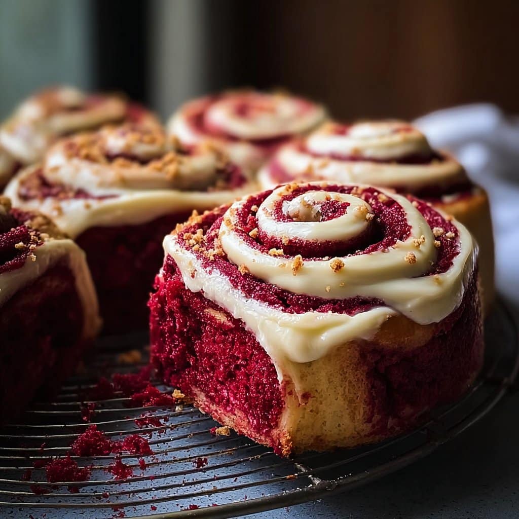 Red Velvet Cinnamon Rolls for Fall