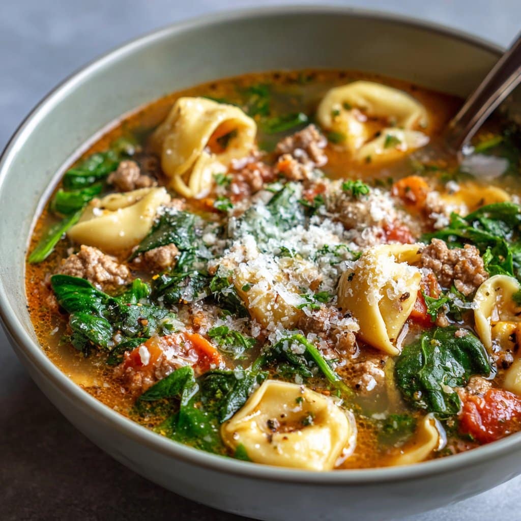 Sausage and Tortellini Soup with Spinach