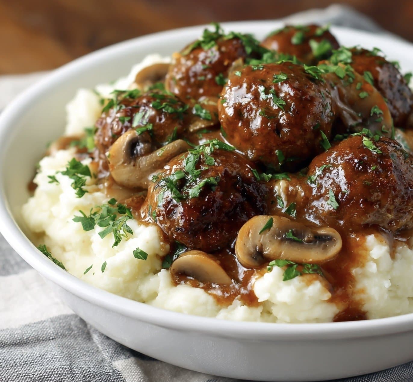 Slow Cooker crock pot Salisbury Steak Meatballs