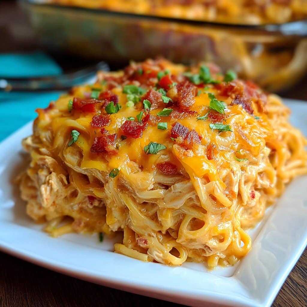 Spicy Southern Cheesy Chicken Spaghetti Casserole