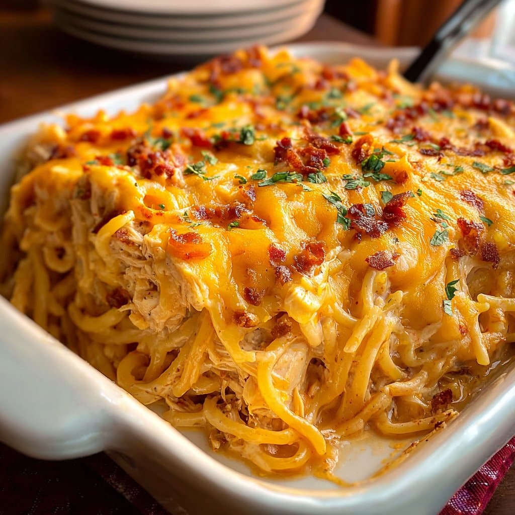 Spicy Southern Cheesy Chicken Spaghetti Casserole