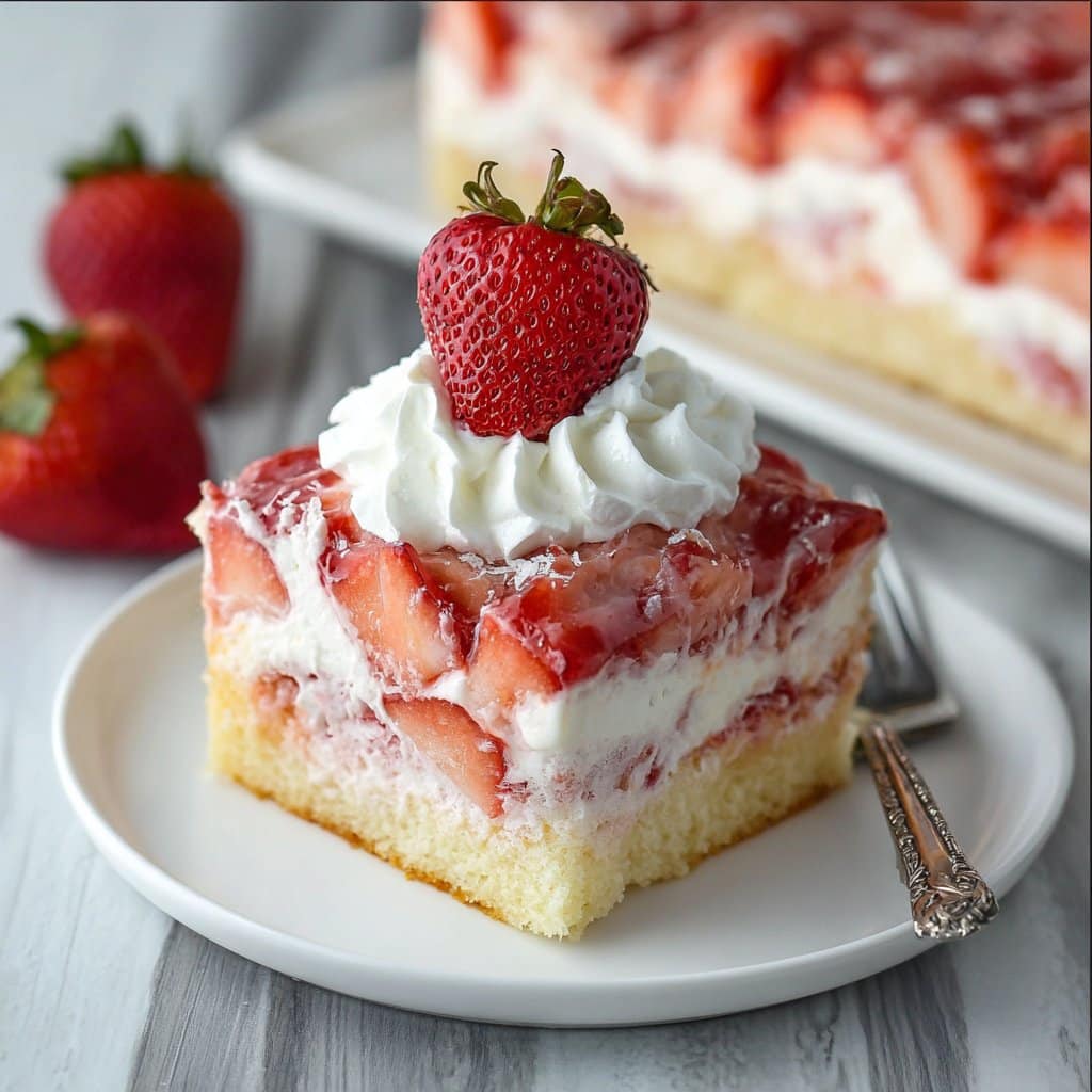 Strawberry Cheesecake Poke Cake