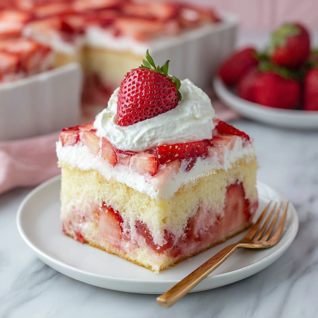 Strawberry Cheesecake Poke Cake
