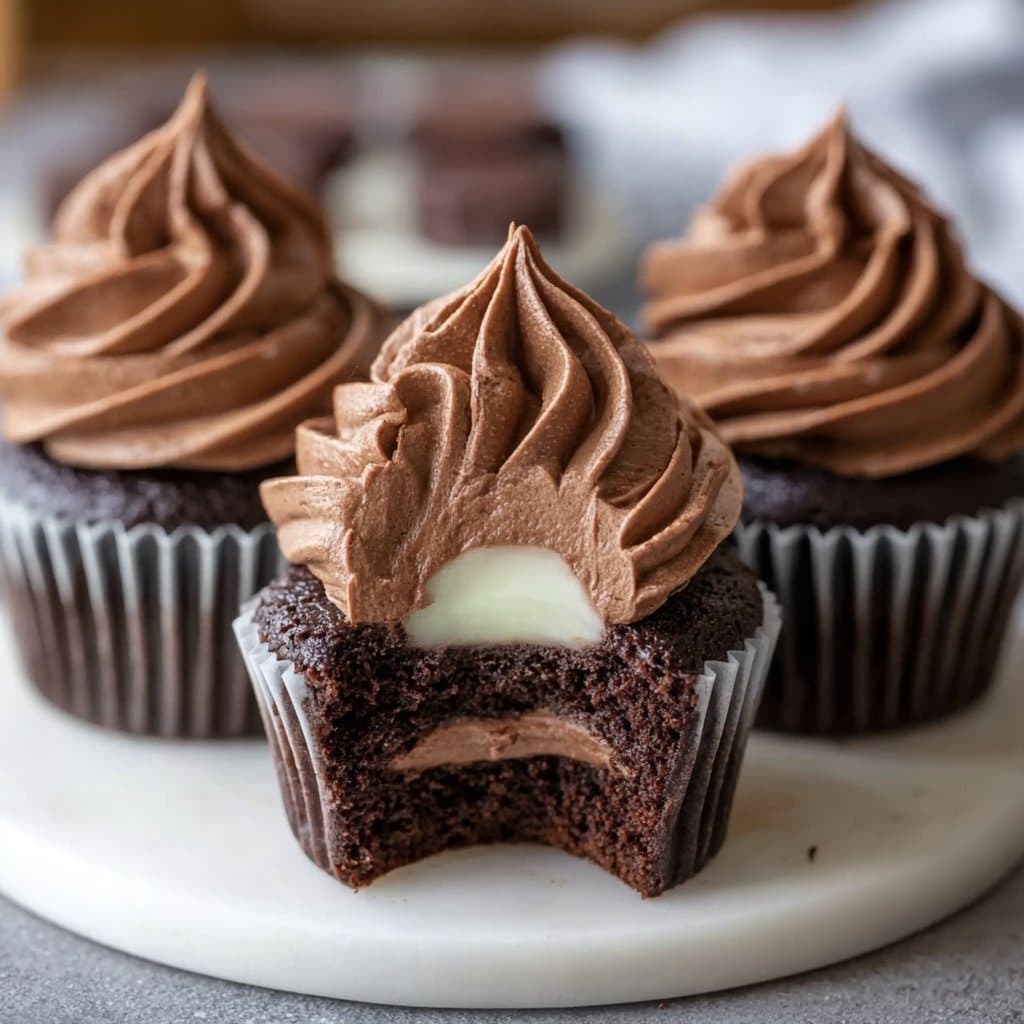 Swirled Chocolate Cupcakes with Creamy Chocolate Filling