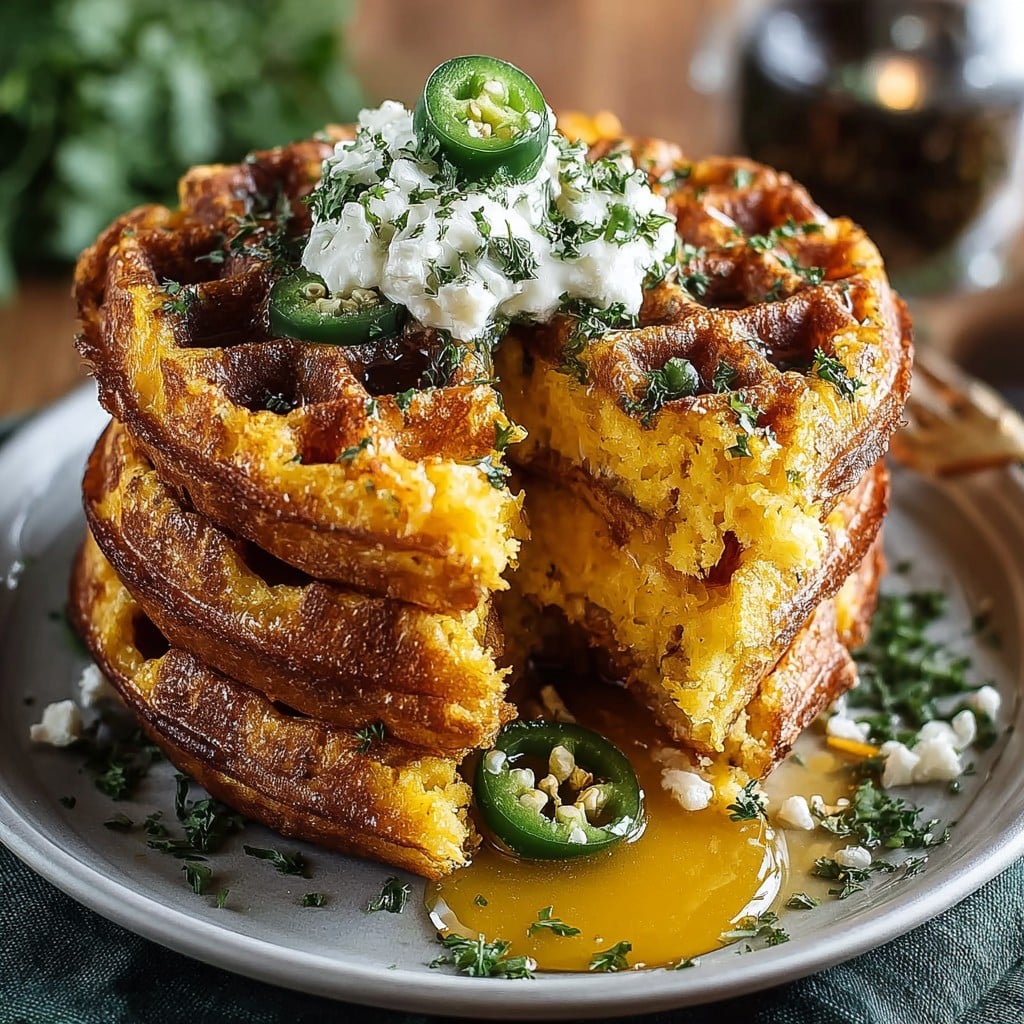 Cheddar Jalapeño Cornbread Waffles Recipe