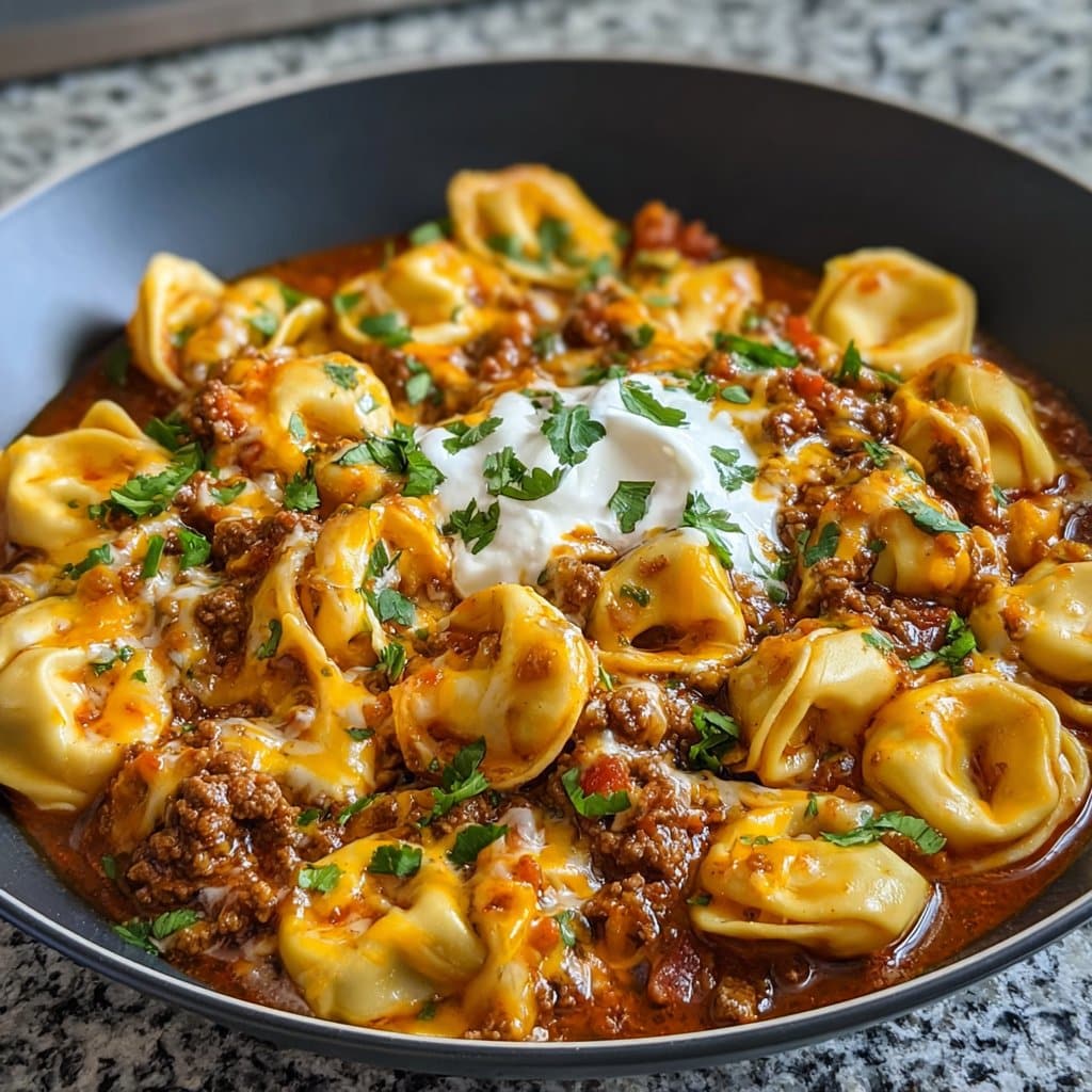 Cheesy Beef Enchilada Tortellini