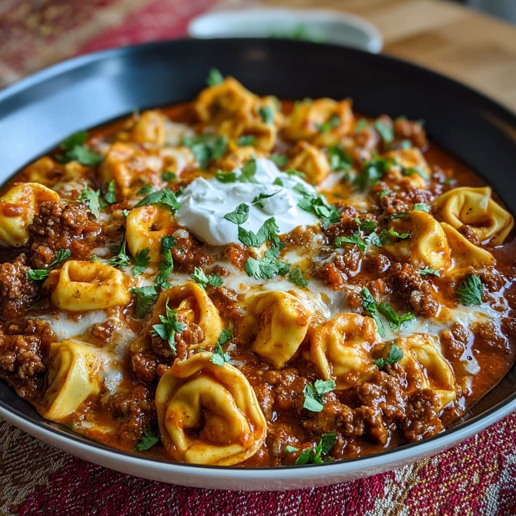 Cheesy Beef Enchilada Tortellini