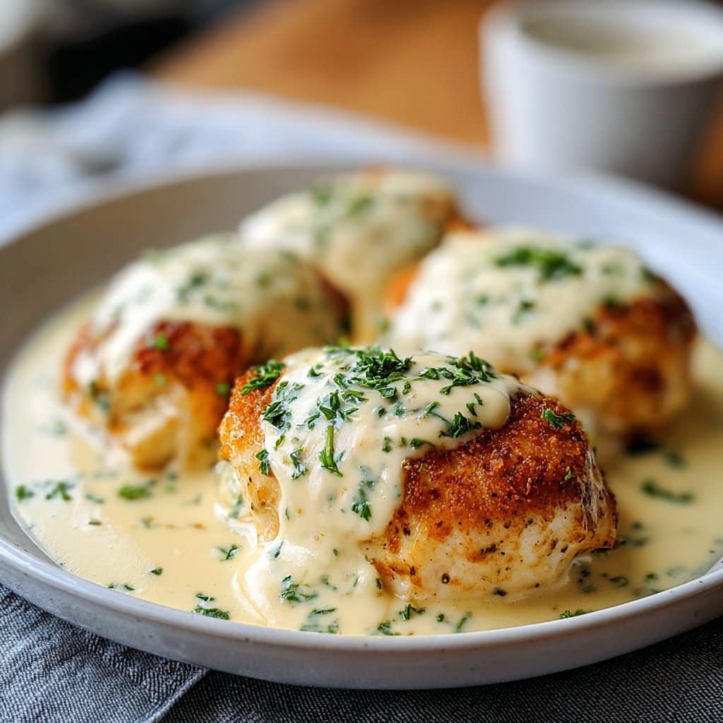 Chicken Pillows with Creamy Parmesan Sauce