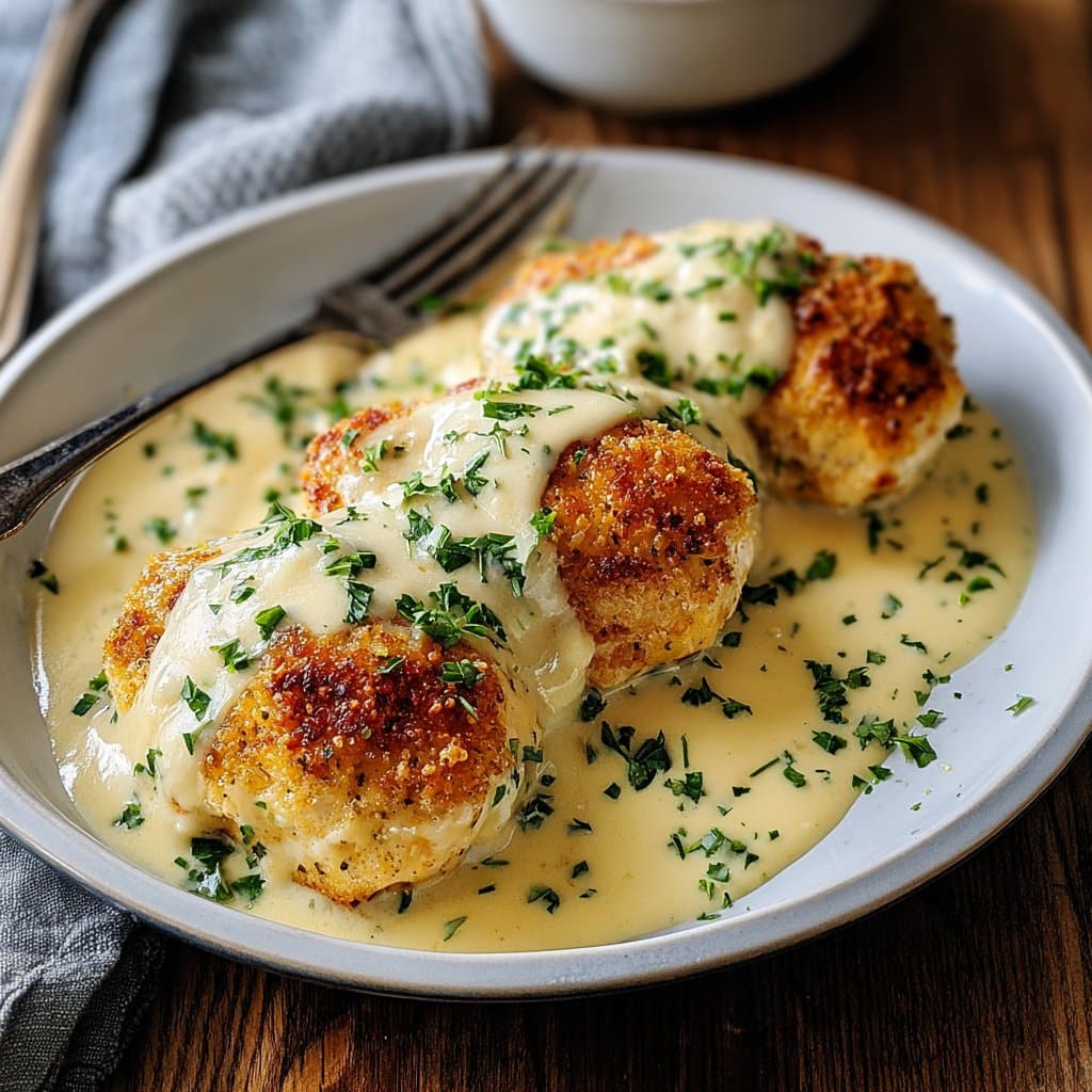 Chicken Pillows with Creamy Parmesan Sauce