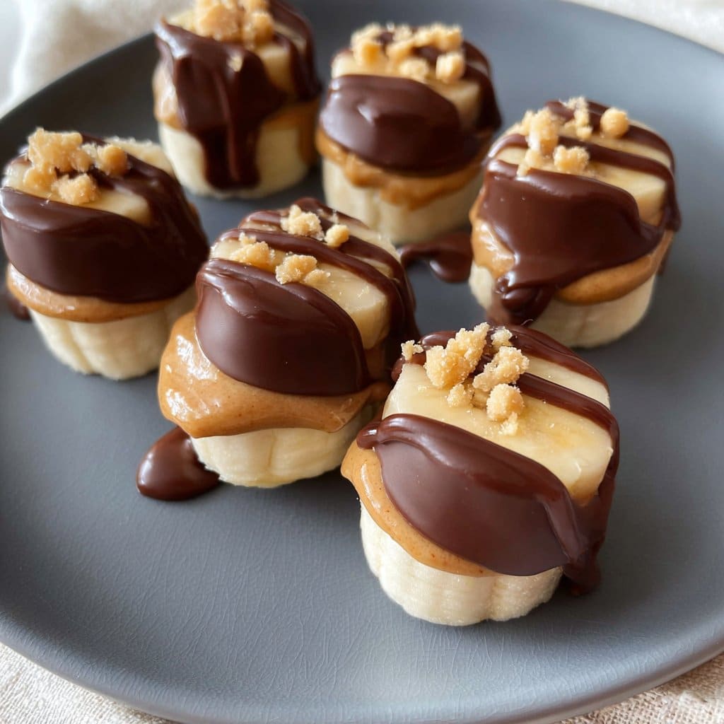 Chocolate Dipped Banana Bites with Peanut Butter