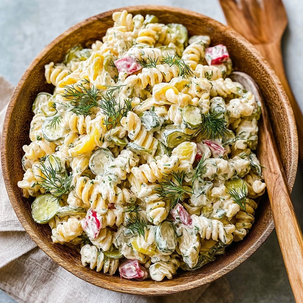 Creamy Dill Pickle Pasta Salad
