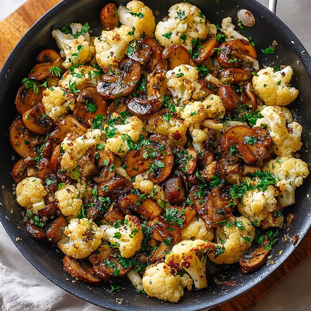 Garlic Mushrooms Cauliflower Skillet Recipe for Easy Dinners