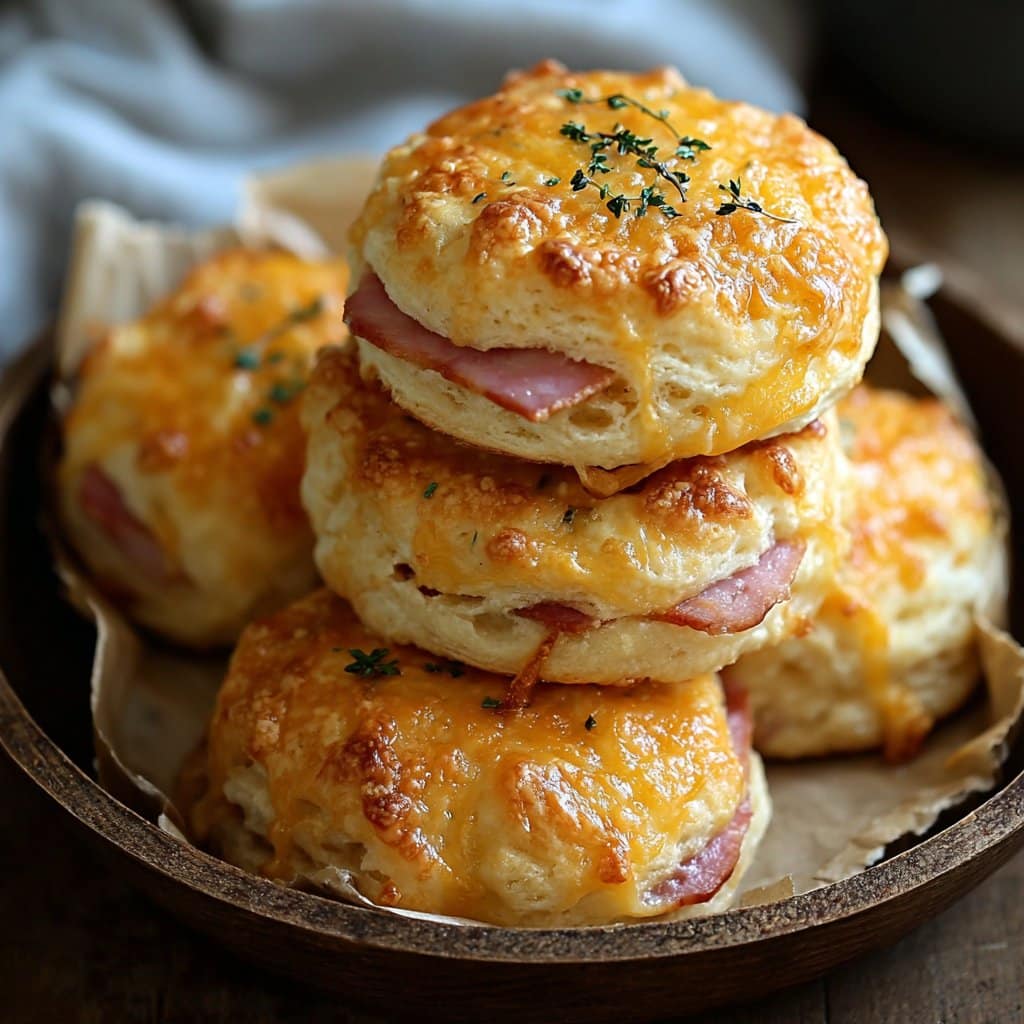 Ham and Cheese Butter Swim Biscuits Recipe