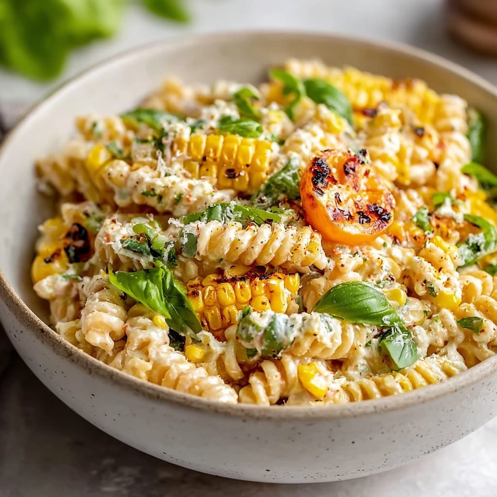 Healthy Creamy Street Corn Pasta Salad