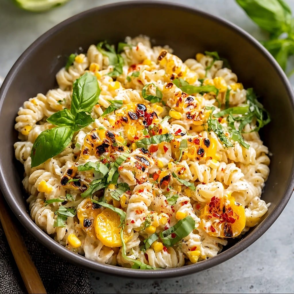 Healthy Creamy Street Corn Pasta Salad