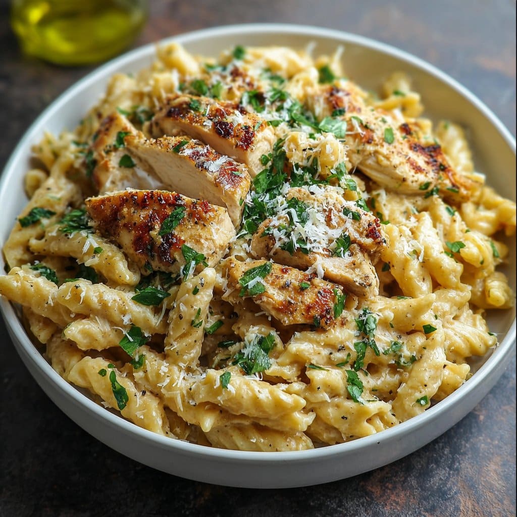 Healthy Garlic Parmesan Chicken Pasta Recipe