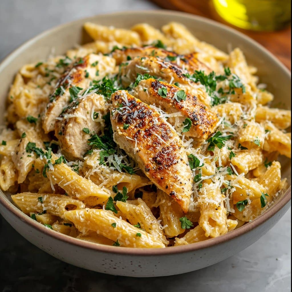 Healthy Garlic Parmesan Chicken Pasta Recipe