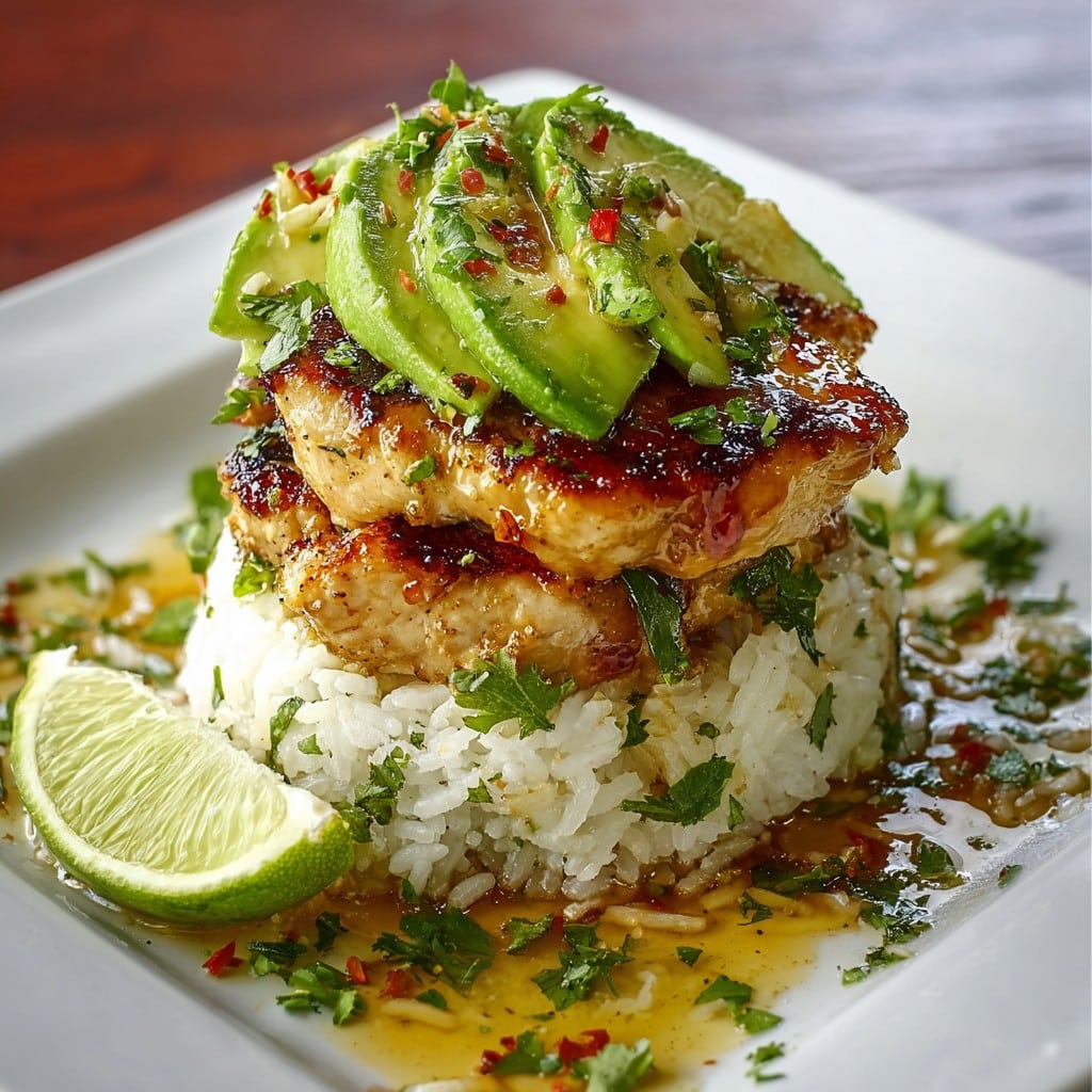 Honey Lime Chicken & Avocado Rice Stack
