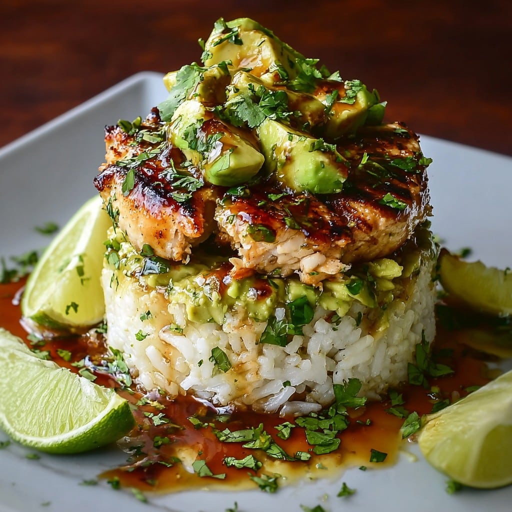 Honey Lime Chicken & Avocado Rice Stack