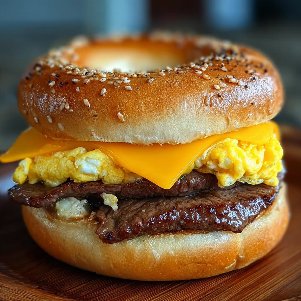 McDonald’s Copycat Breakfast Steak Egg and Cheese Bagel