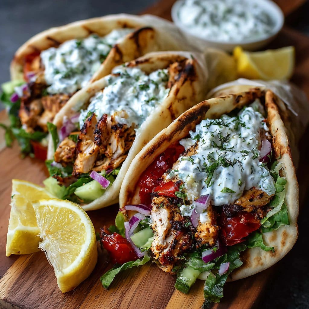 Mediterranean Chicken Gyros with Creamy Feta Tzatziki