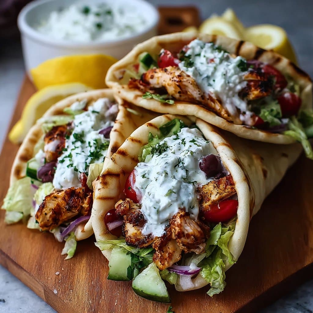 Mediterranean Chicken Gyros with Creamy Feta Tzatziki