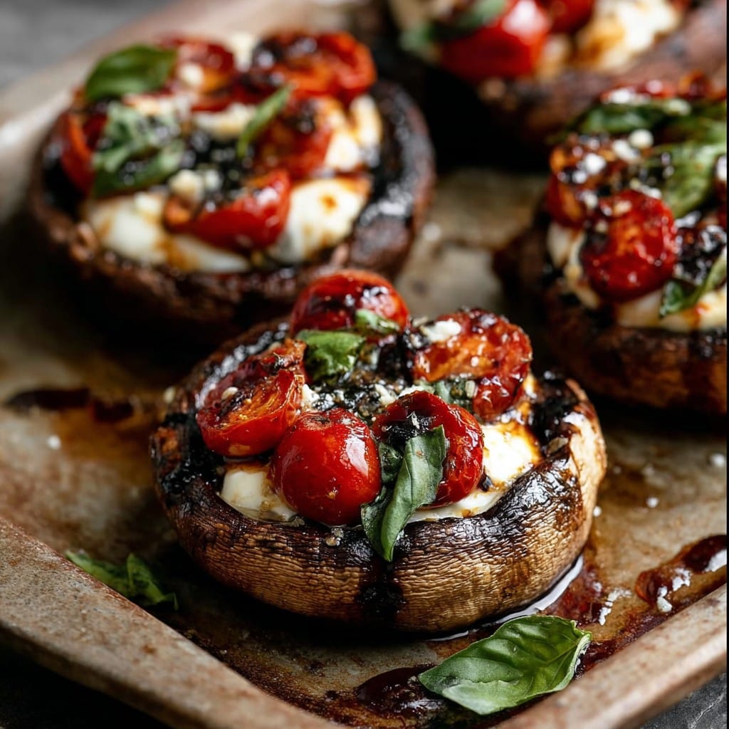 Portobello Mushrooms Filled with Caprese Delight