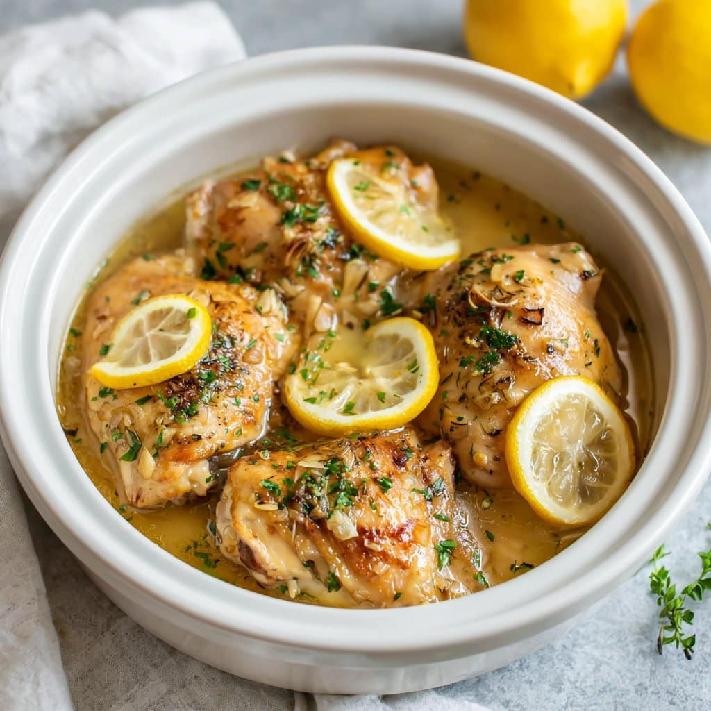 Slow Cooker Lemon Garlic Chicken