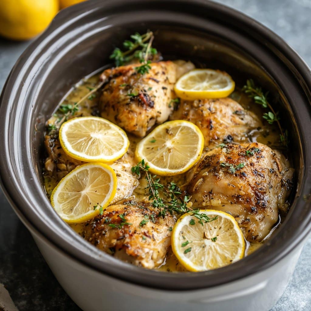 Slow Cooker Lemon Garlic Chicken