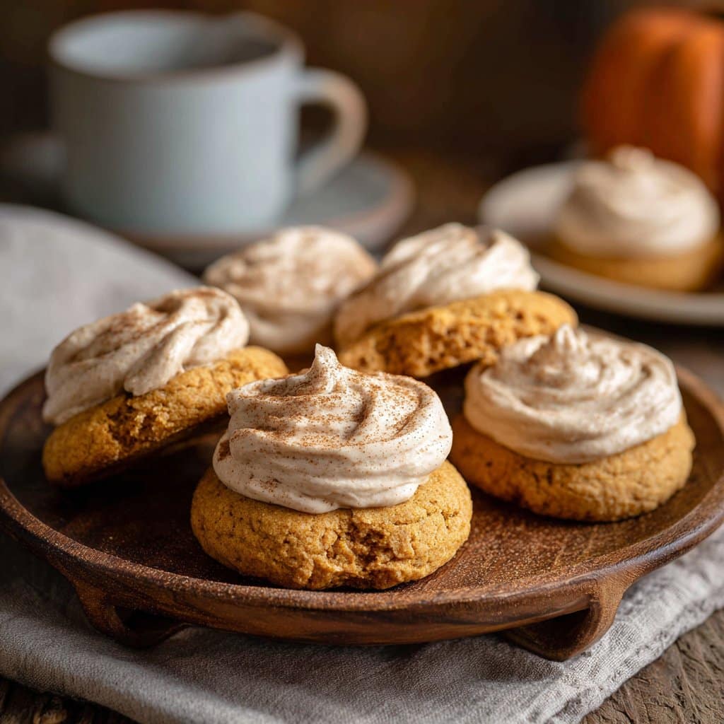 Soft Pumpkin Cookies with Cinnamon Frosting