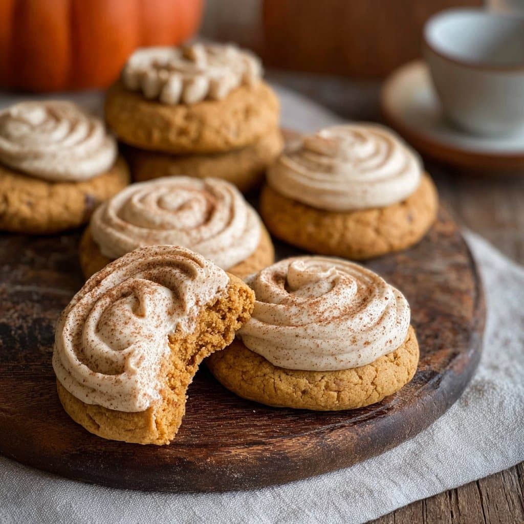Soft Pumpkin Cookies with Cinnamon Frosting