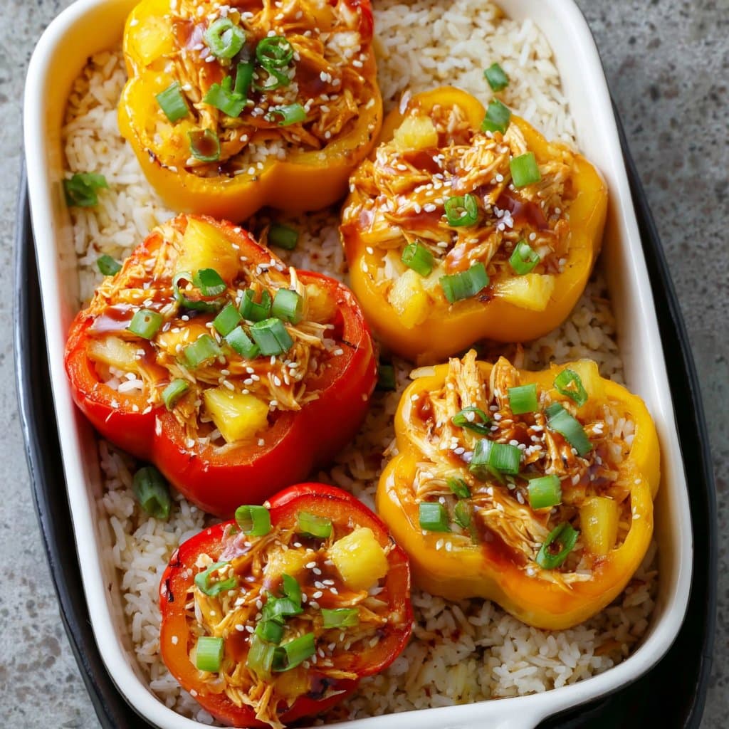 Teriyaki Pineapple Chicken Rice Stuffed Peppers Recipe