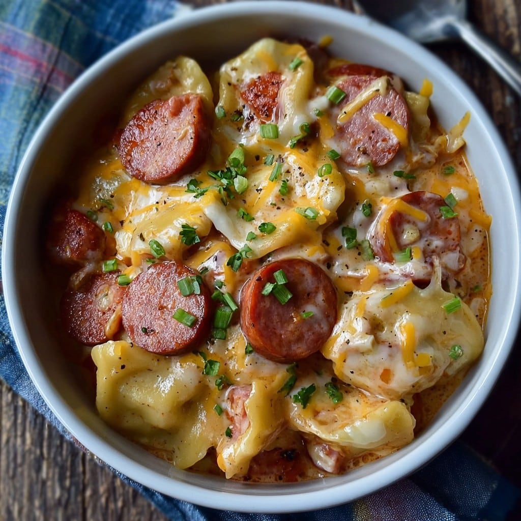 THE BEST Crockpot Pierogi Casserole with Kielbasa