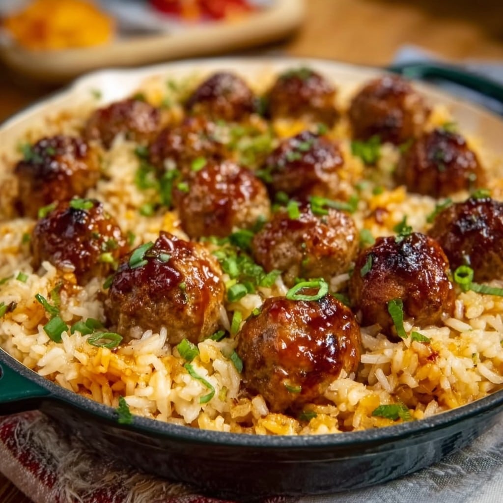 Honey Garlic Meatball Rice Bake Recipe