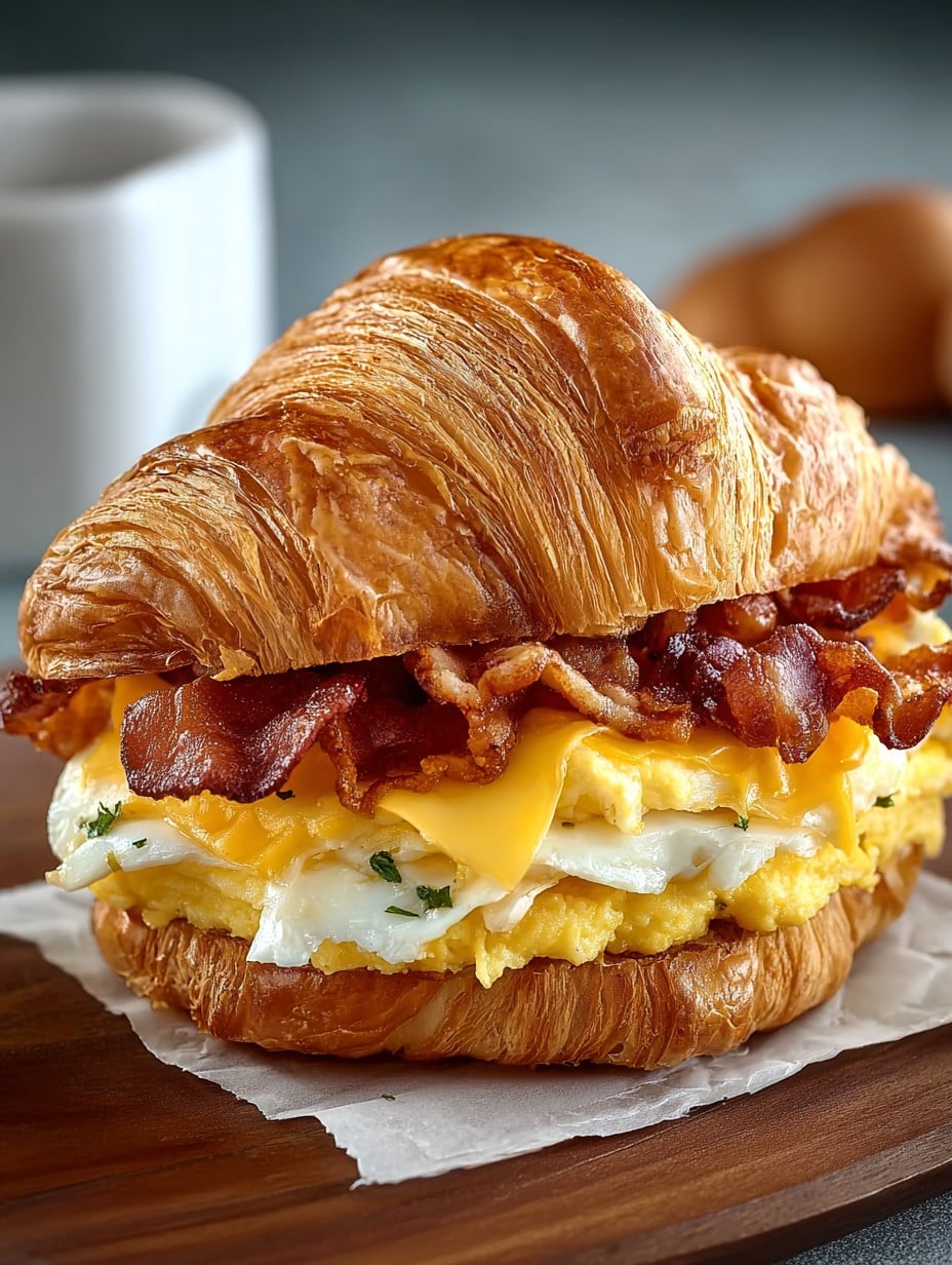 Bacon, Egg & Cheese Croissant Sandwich Recipe