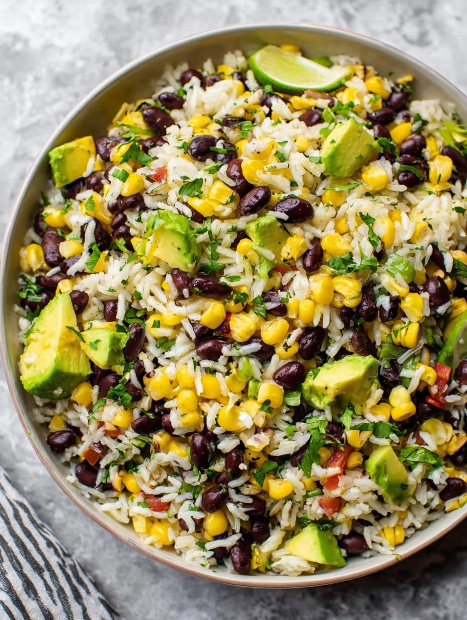Black Bean Corn Avocado Salad with Rice