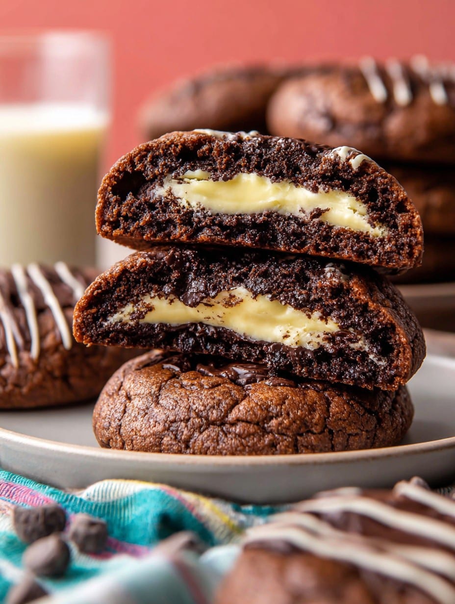 Chocolate Cheesecake Stuffed Cookies