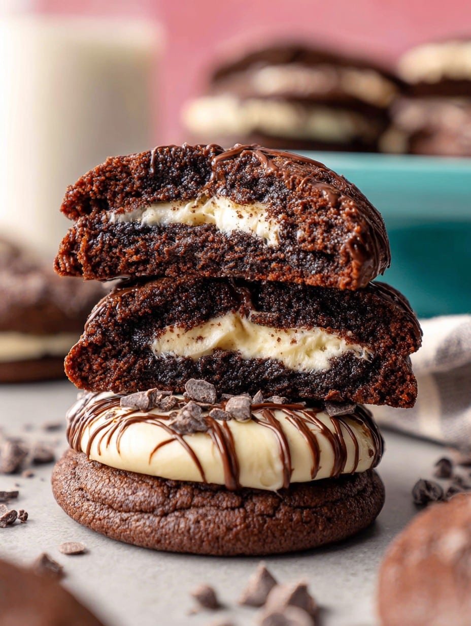 Chocolate Cheesecake Stuffed Cookies