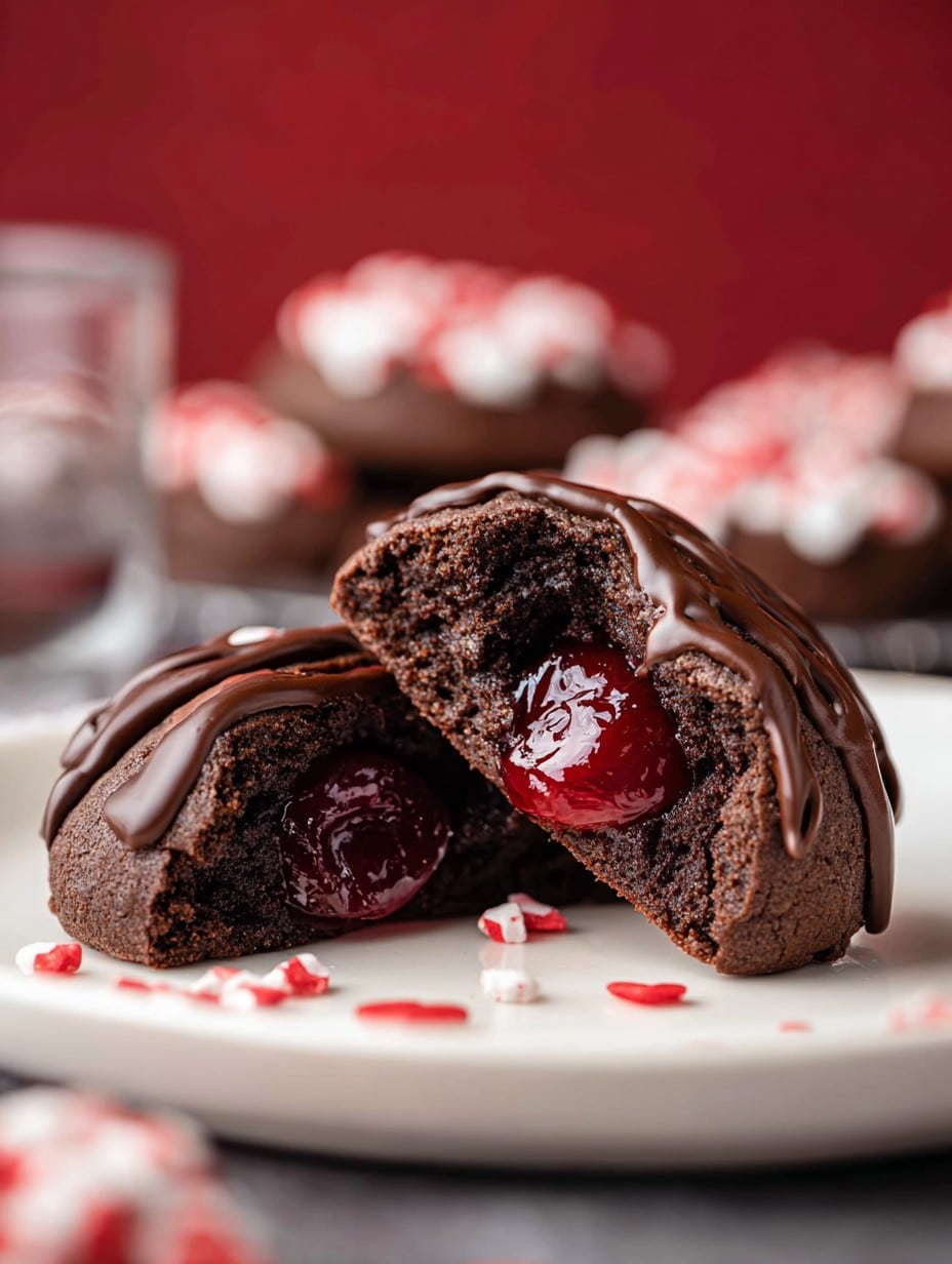 Chocolate Cherry Cordial Christmas Cookies