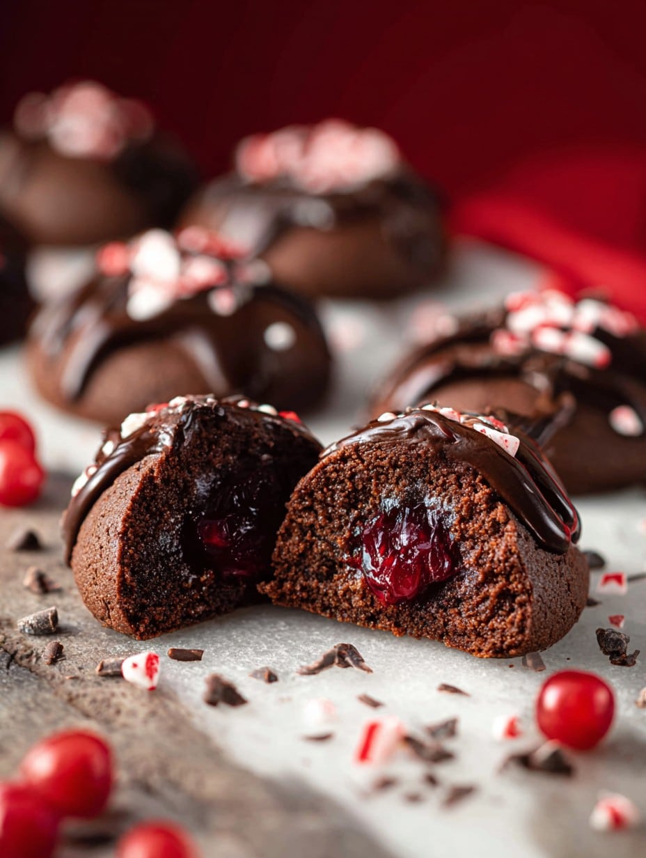 Chocolate Cherry Cordial Christmas Cookies