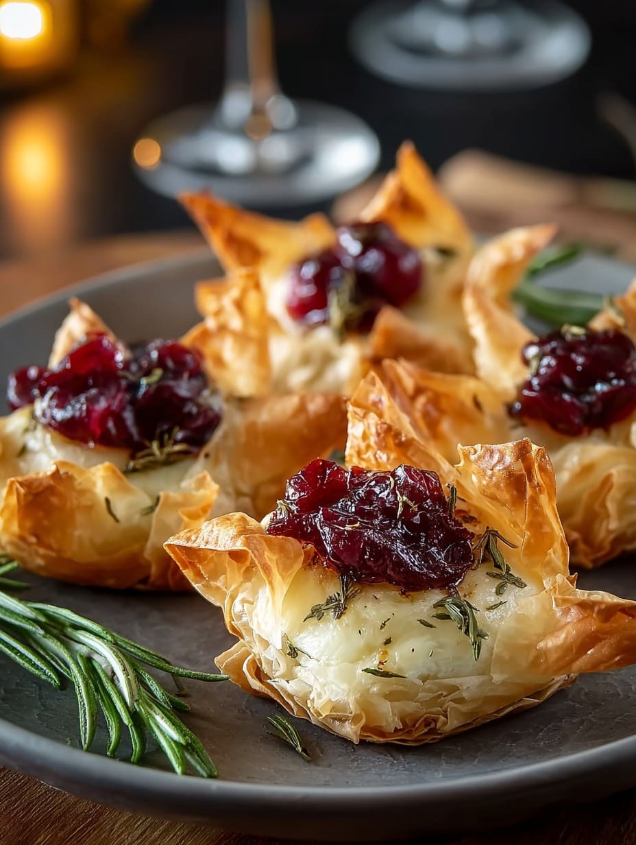 Cranberry and Brie Filo Crackers