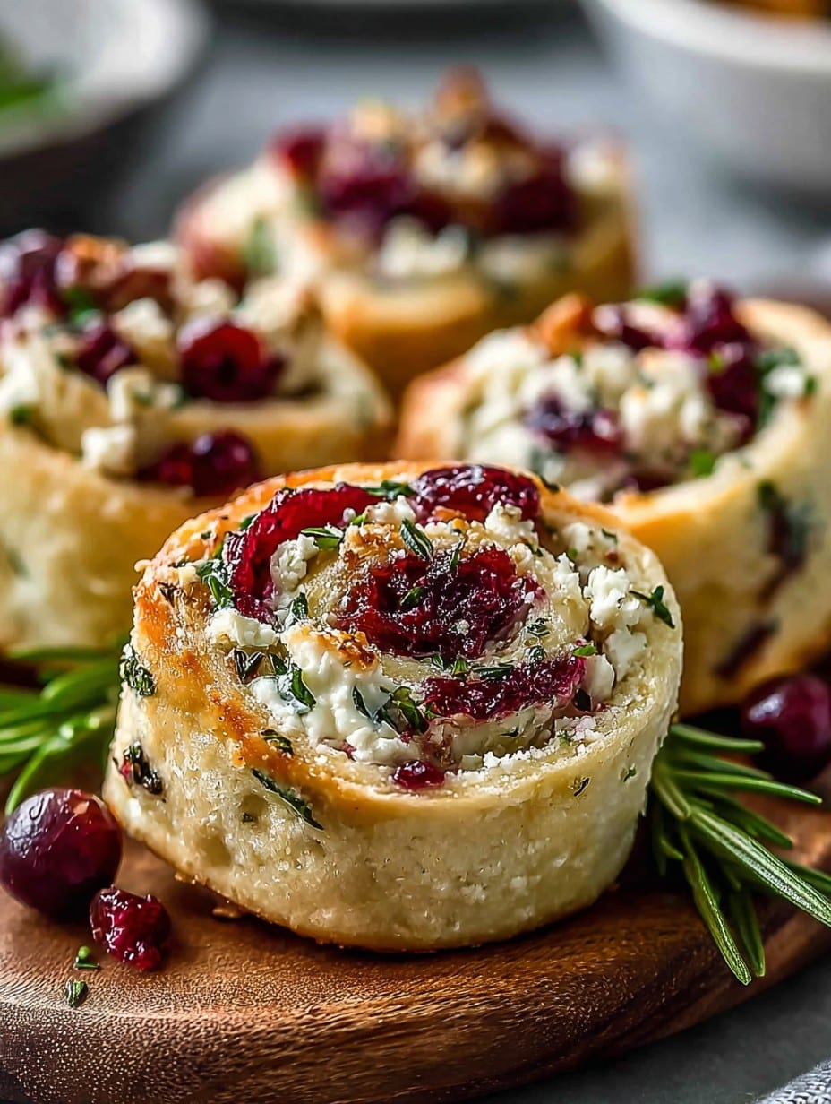 Cranberry Cream Cheese Pinwheels with Feta & Herbs Recipe